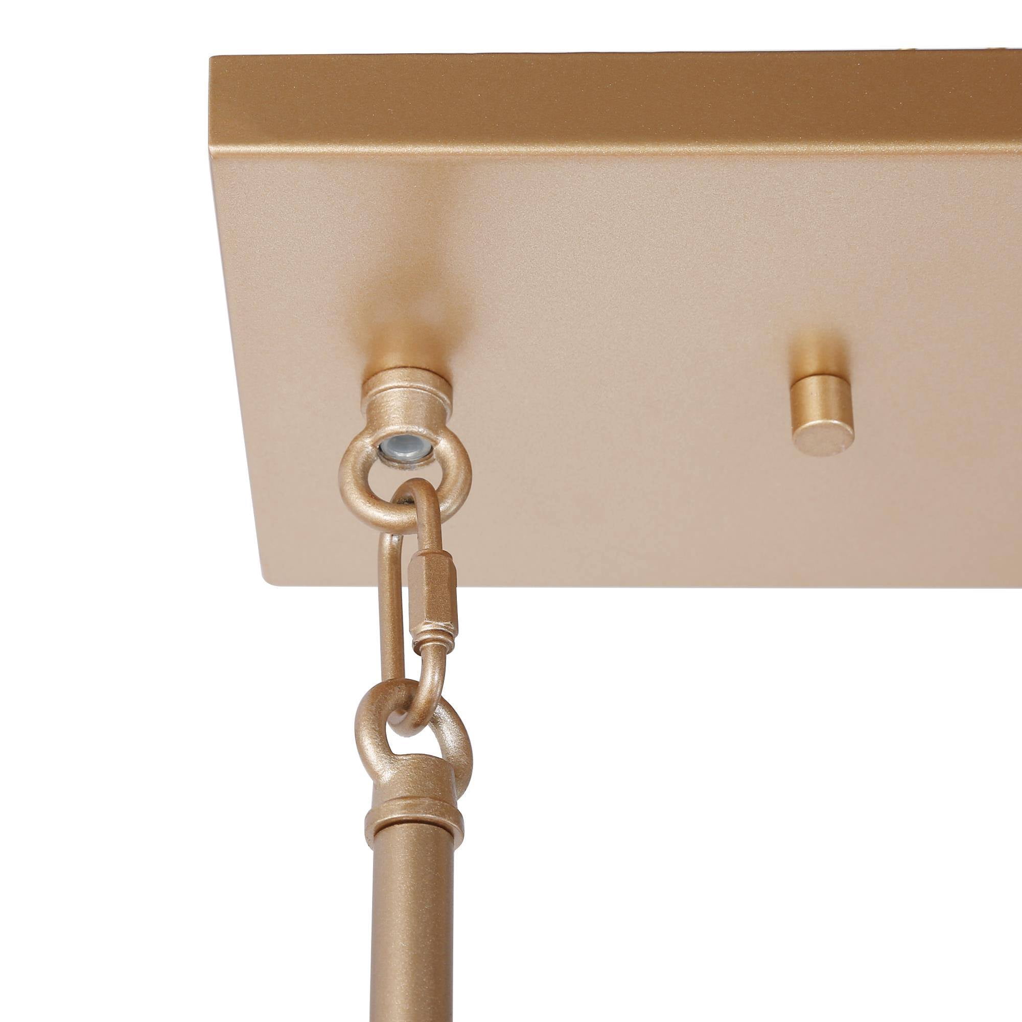 LNC Charm 8 -Light 32.5''L Matte Gold Modern/contemporary Frosted glass Linear Large Hanging Kitchen Island Light