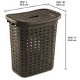 thumbnail image 2 of Sterilite Plastic Wicker Weave Dirty Clothes Laundry Hamper Bin with Lid, Brown, 2 of 3