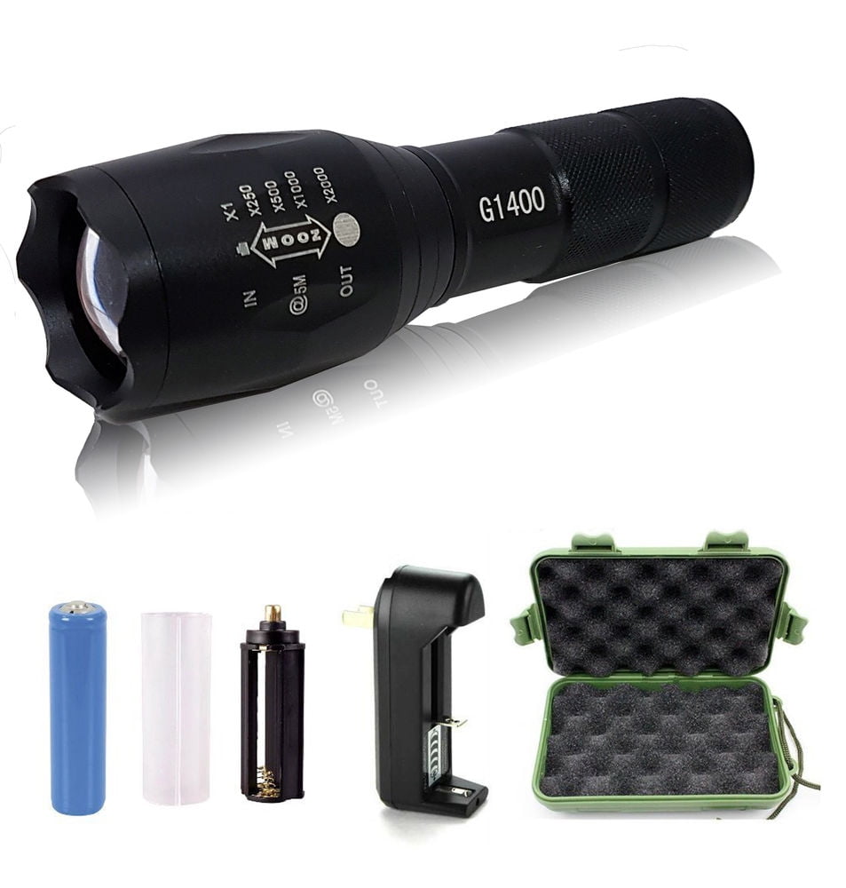 4 Pcs Tactical Flashlight Outdoor Military 10000L Zoomable LED 5-Mode Torch Lamp 