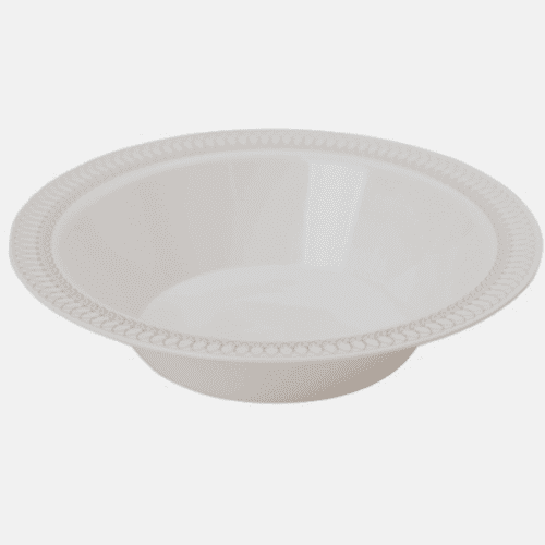 Exquisite Wedding & Party Dinnerware, Disposable Plastic Soup Bowls (14 Oz) - Cream/Gold Ovals - 40 Pack