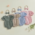 thumbnail image 1 of JDQJBZ Baby Boy Overalls Romper Short Sleeve Print Solid Color Cotton Bodysuit Summer Girl, 1 of 3