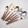 thumbnail image 2 of Nvzi Juego de 2 cucharas plateadas de 6,3 x 0,71 pulgadas, con mango de imitación de vetas de madera, mango ergonómico, ideal para comidas familiares y reuniones vacacionales., 2 of 4