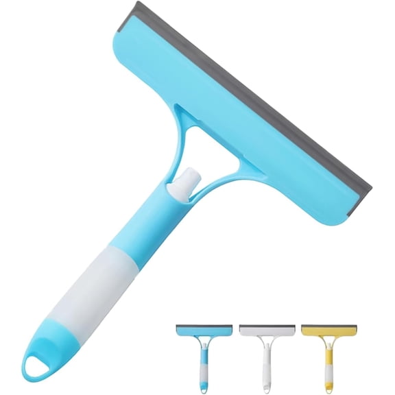 3 in 1 Window Cleaning Scraper with Brush & Spray Bottle, All-Purpose Mirror Cleaner Tool for Shower Glass, Car Windows and Home