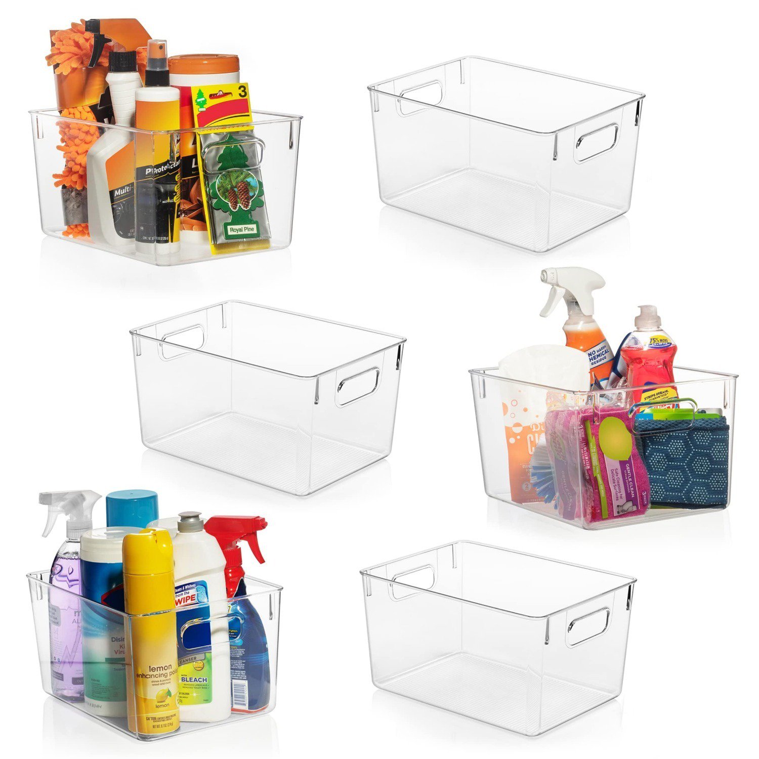 Clear Plastic Storage Bins pantry and cabinet storage organizers essential household organizers for kitchen laundry room office closet garage and freezer storage arrangement