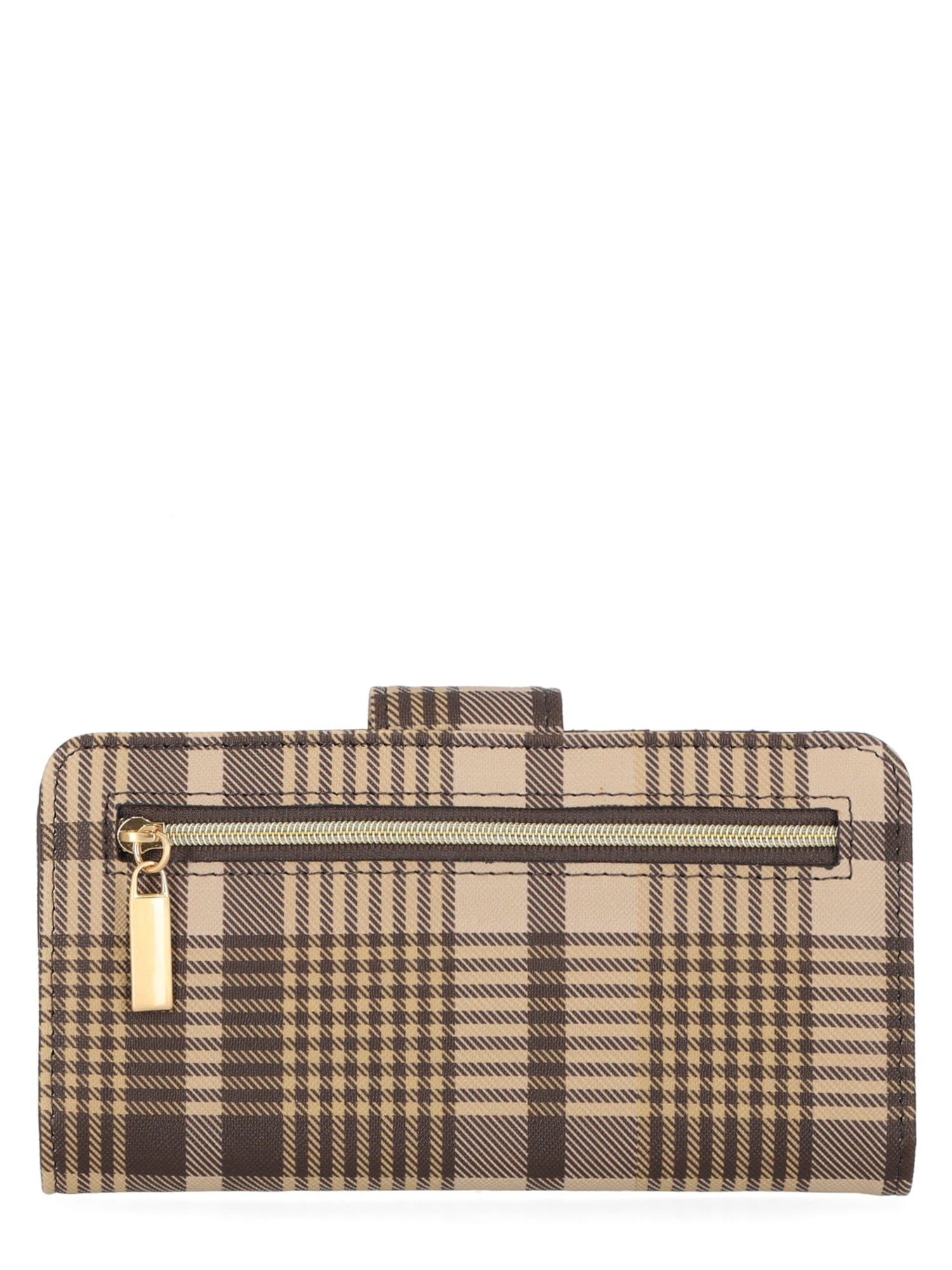 Time and Tru Women's Alexandra Slim Tab Wallet, Plaid Print