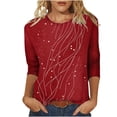 thumbnail image 3 of Jsaierl Tops for Women 3/4 Sleeve Plus Size Round Neck Shirts Cute Graphic Ladies Blouses Workout Cotton T-shirts Top S-3XL, 3 of 10