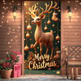 thumbnail image 4 of Golden Reindeer Merry Christmas Banner Decorative Holiday Party Event Celebration Background, 4 of 9
