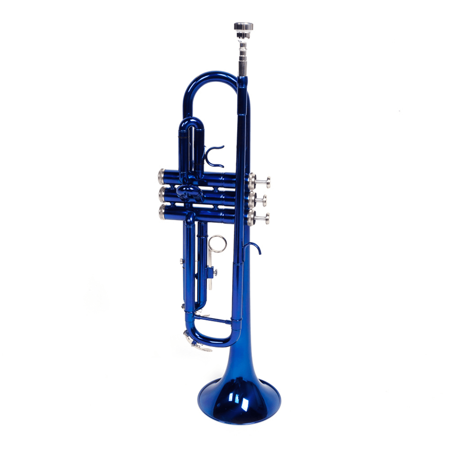 Hassch B Flat Trumpet, Brass Beginner Trumpet with Case, Mouthpiece and Gloves, Blue