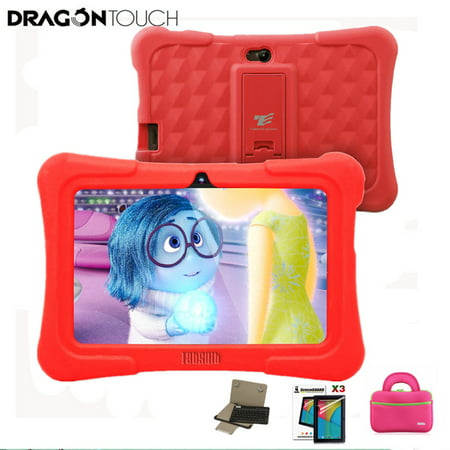Dragon Touch Red Y88X Plus 7 inch Kids Tablet Quad Core 8G ROM Android 6.0 Tablets With Children Apps + Tablet case + Screen Protector + keyboard for (Best Android Tablet Keyboard App)