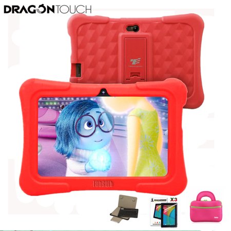 Dragon Touch Red Y88X Plus 7 inch Kids Tablet Quad Core 8G ROM Android 6.0 Tablets With Children Apps + Tablet case + Screen Protector + keyboard for (Best Tablet Keyboard App)