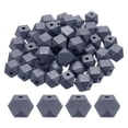 thumbnail image 1 of Uxcell 50 piezas de cuentas de madera geométricas de 20 mm en gris profundo, cuentas sueltas de polígonos con agujero grande de 4 mm para joyería y manualidades., 1 of 7