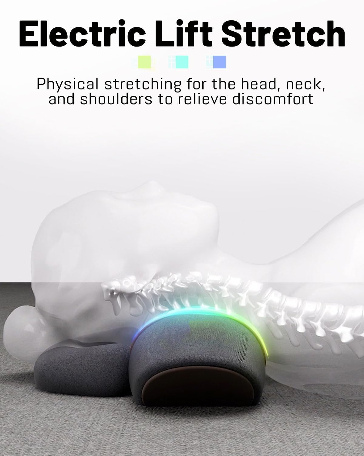 Neck Massager, Upgraded 3-in-1 Rechargeable Neck Massager Pillow with Deep Tissue, Heating & Gentle Stretcher, Ergonomic Memory Foam Pillow for Neck Back Shoulder
