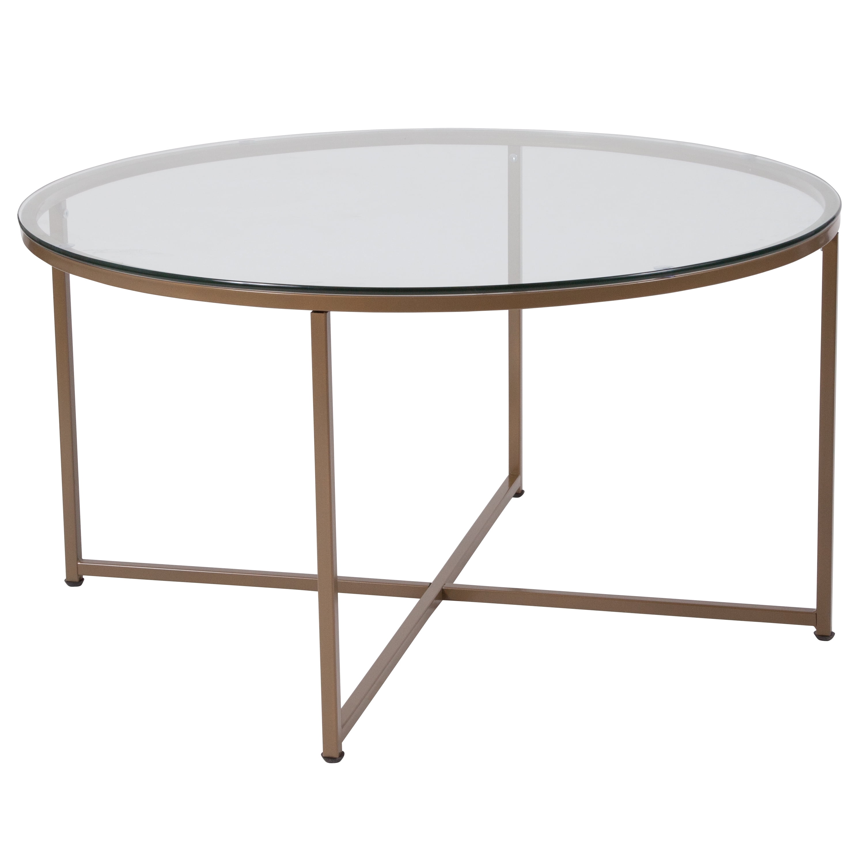 Flash Furniture Greenwich Collection Glass Coffee Table With Matte Gold Frame