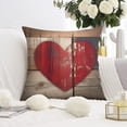 thumbnail image 2 of Rustic Wood Board Valentine's Day Love Heart Throw Pillow Covers 16"x16", 1 Pcs, Linen Study Sofa Cushion Cover Indoor Living Room Home Decor, 2 of 6