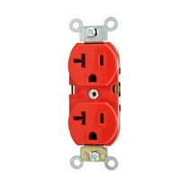 Leviton 5362-SR 20-Amp, 125 Volt, Industrial Heavy Duty Grade, Duplex Receptacle, Straight Blade, Self Grounding, Contractor Pack, Red