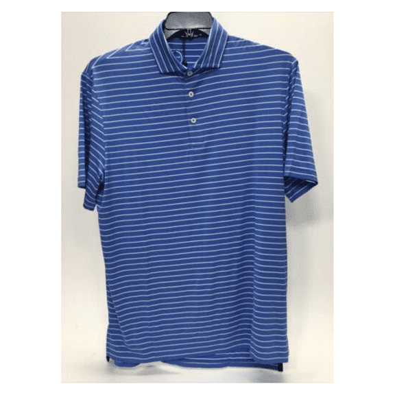 RL Ralph Lauren Striped S/S Men's Gulf Polo Shirt Button up, Blue/White, Md