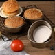thumbnail image 1 of ckepdyeh 2 piezas molde de hamburguesa plantilla circular de acero inoxidable cacerola esfera molde para pasteles tostadora horno sartenes kits de pizza para hornear, 1 of 7