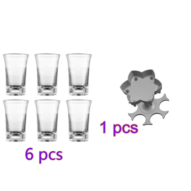 Copas de vino de fiesta de 6 piezas, vasos de acrílico para dispensador de vidrio, juegos para beber, soporte de cóctel, transparente Methold HA001545-01B*1+HA002284-01B*1
