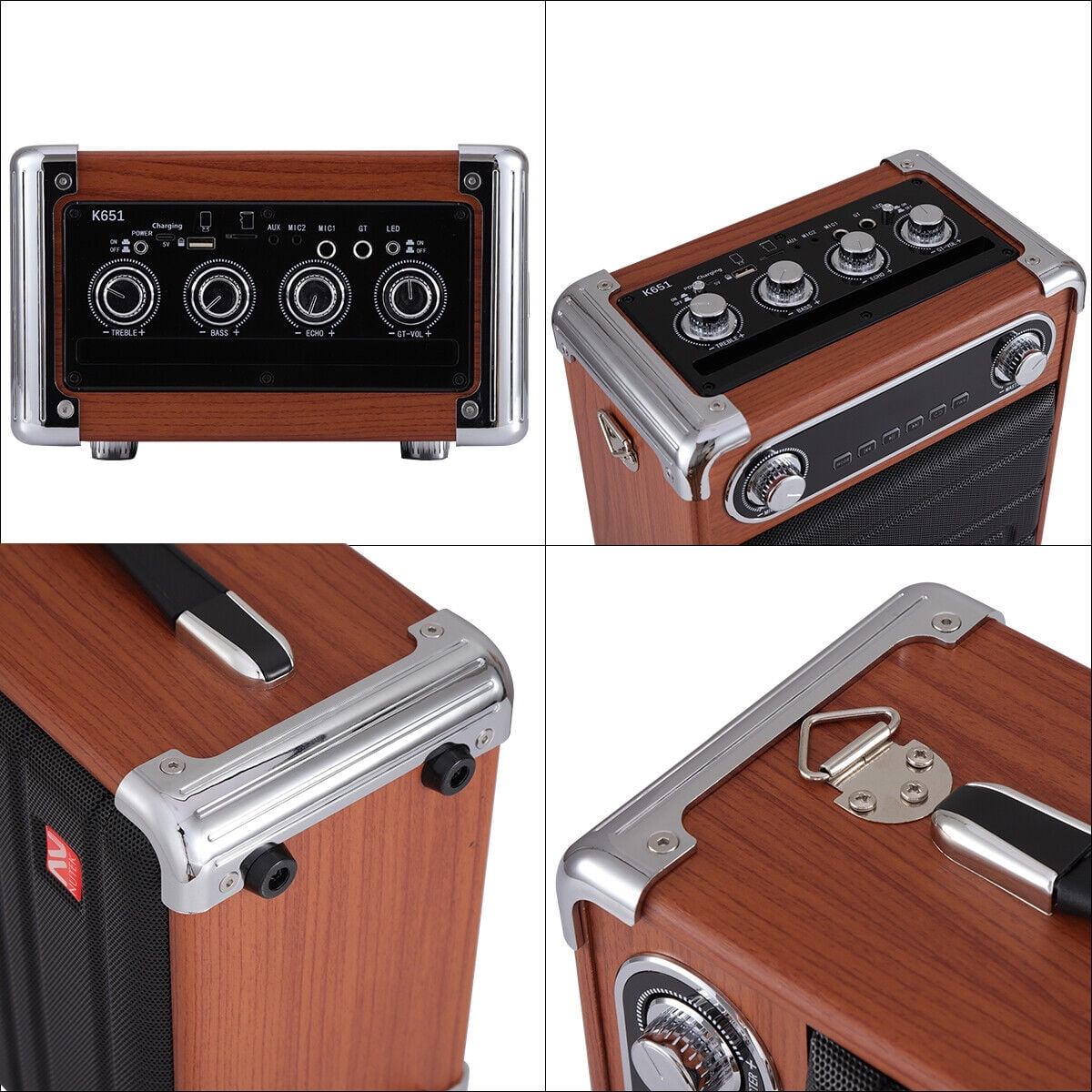 Lohoms Bluetooth Speaker Portable Karaoke Machine PA System 6.5" Woofer with 2 Wireless Microphones Remote LED Lights, Black