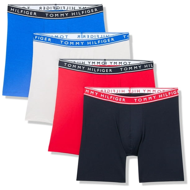 Calzoncillos tipo bóxer Tommy Hilfiger de algodón elástico para hombre, paquete de 4
