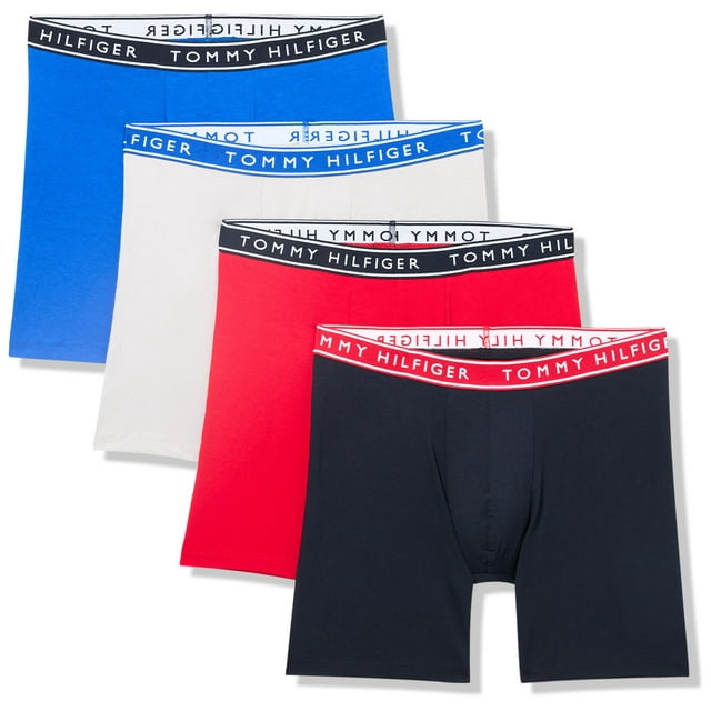 Calzoncillos tipo bóxer Tommy Hilfiger de algodón elástico para hombre, paquete de 4