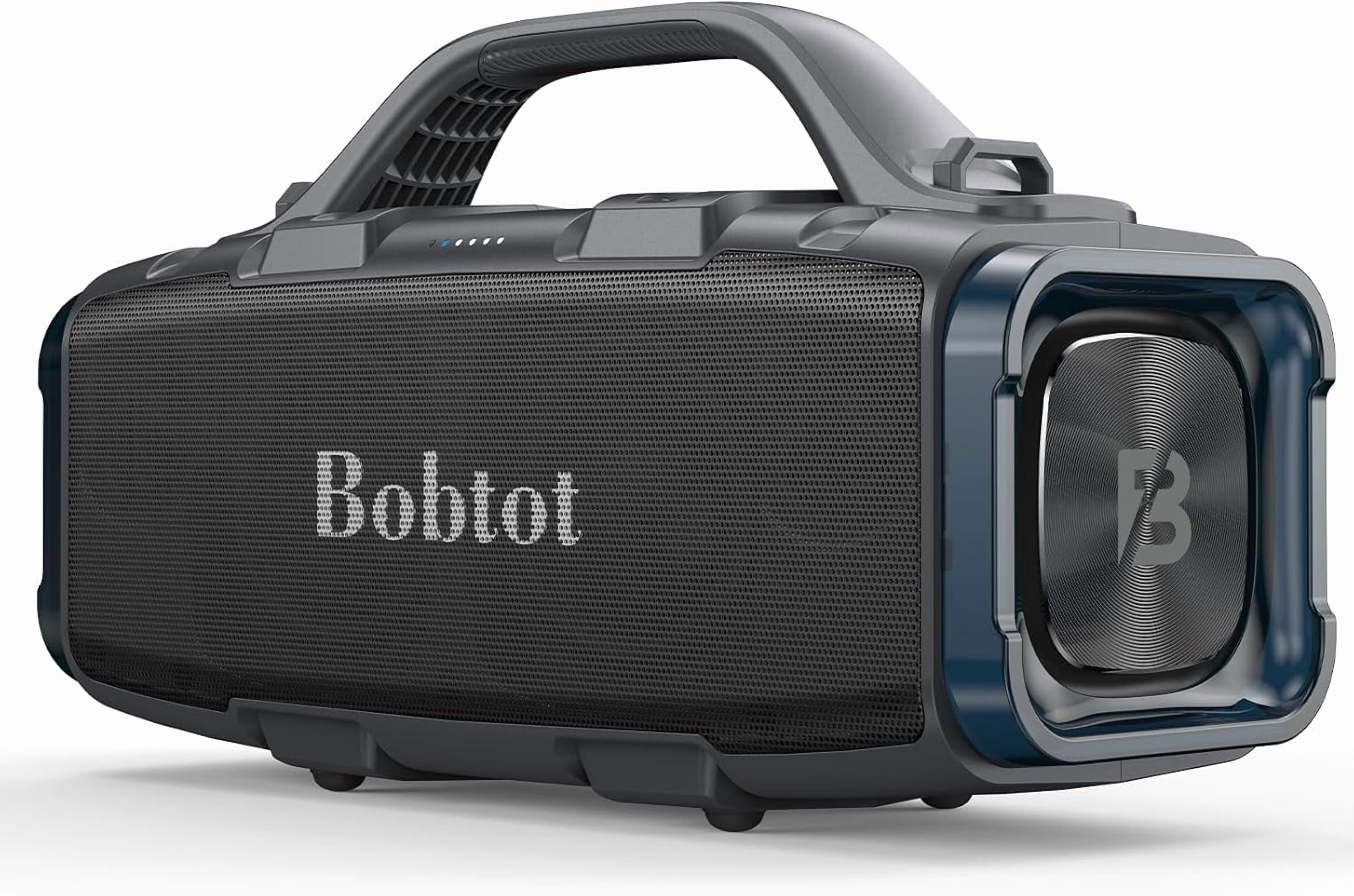 Bobtot Bluetooth Speaker with Deep Bass Basser,60 W Subwoofer,Built-in Mic 25H Playtime,IPX6 Waterproof Portable Wireless Speaker with Handle EQ Suitable for Outdoors, Camping,Beach