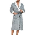 thumbnail image 5 of Fewfanhot Mens Robe, Big and Tall Plush Fleece Cardigen V-Neck Long Robe for Women & Men Full-Length Solid Color Bathrobe with Pockets, 5 of 5