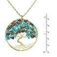 thumbnail image 5 of Turquoise-Tiger's Eye Stone Eternal Tree of Life Brass Long Necklace, 5 of 7