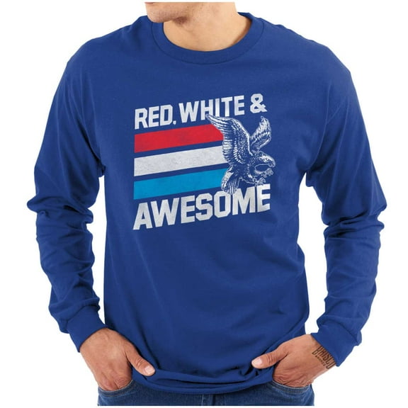 Red White Awesome American Patriot Long Sleeve TShirt Men Women Brisco Brands S