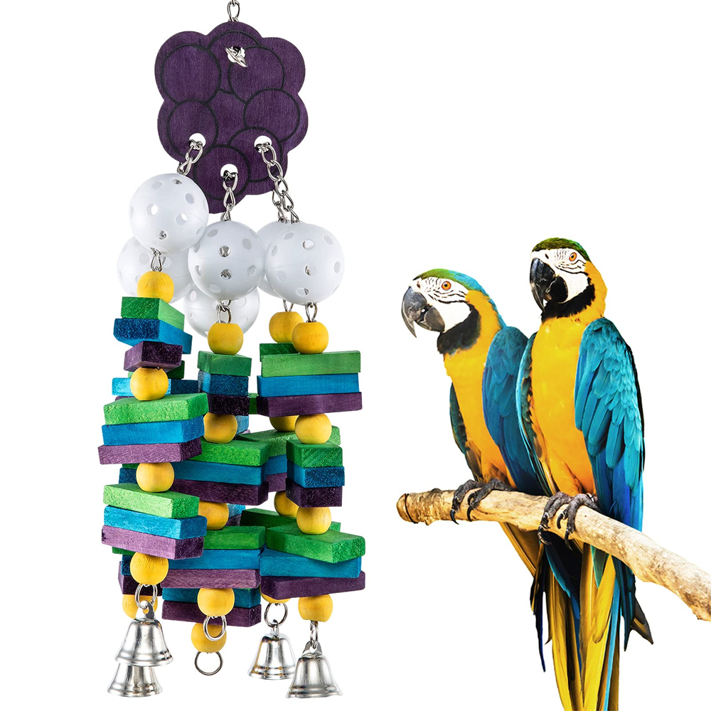 Large Bird Parrot Toys with Bells Parrots Cage Chewing Toy with
