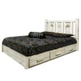 thumbnail image 3 of Montana Woodworks MWHCSBPKVLZBRONC Homestead Collection Platform Bed with Storage, King with Laser Engraved Bronc Design, Clear Lacquer Finish, 3 of 4