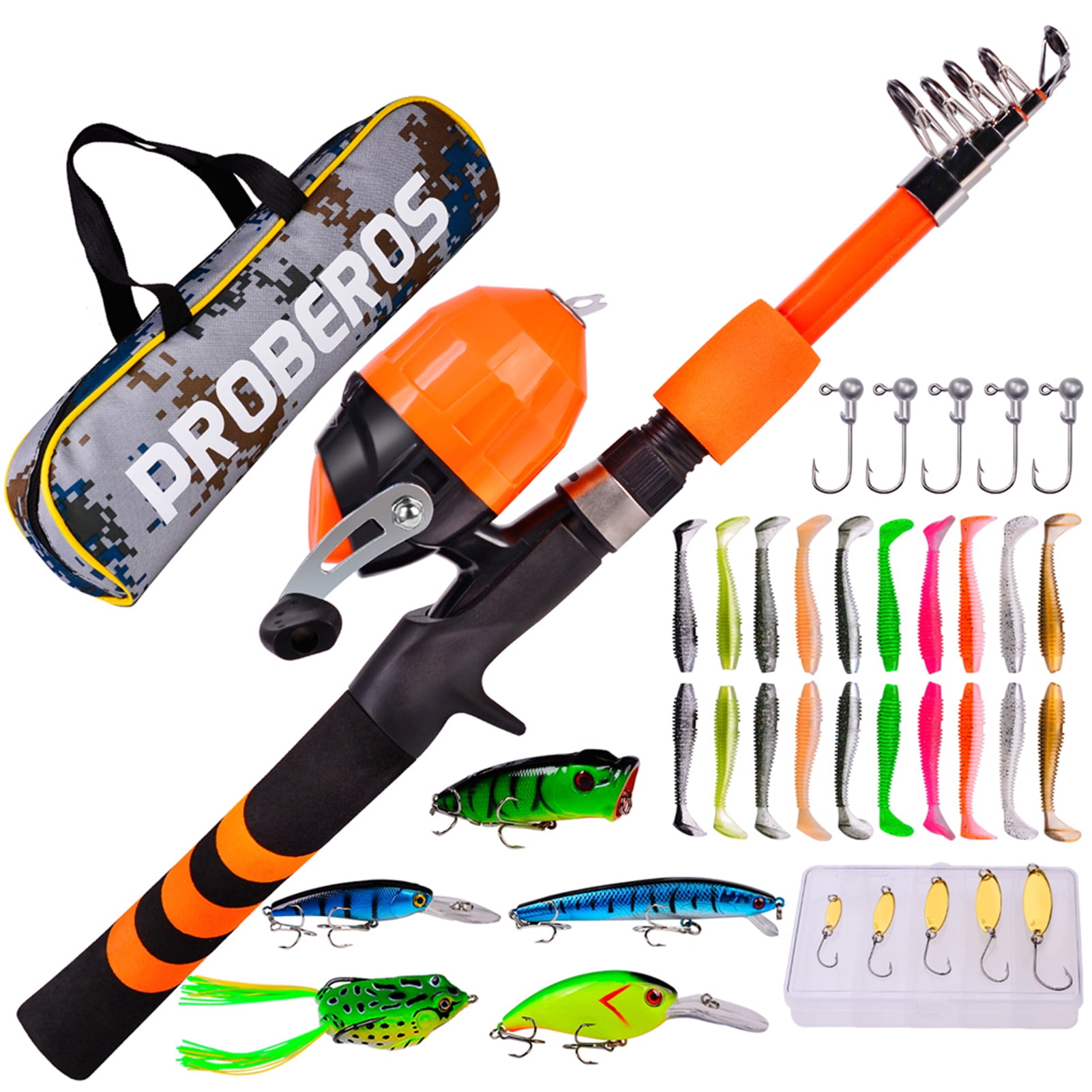 Amdohai 1.8m Children Fishing Pole Ultralight Fishing Rod Ultralight+Fishing Reel+Fishing Lures Fishing Tackle Storage Bag
