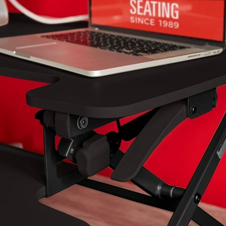 True Seating - Ergo Height Adjustable Standing Desk Converter, Large - Black