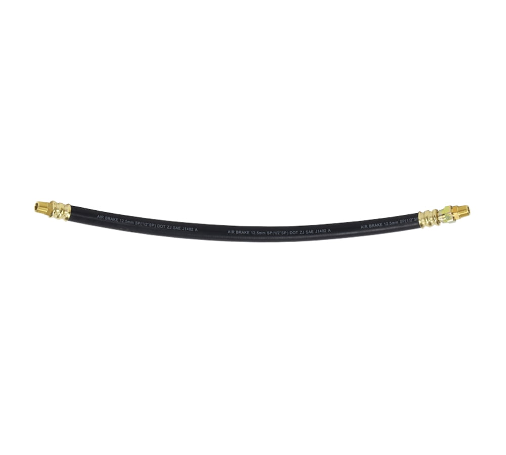 Air Brake Hose Assembly 22" x 3/8"-18 for Semi Trucks | 1/2" ID 3/8" NPT 225 PSI 1 Fixed 1 Swivel DOT FMVSS106 SAE J1402 | Replaces 16322 148022 12-38122 21272 288134 288135 32005022