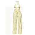 thumbnail image 4 of KIHOUT Women's Striped Halter Neck V-Neck Top and Drawstring Waist Wide Leg Pants Two Piece Set with Pockets for Casual Beachwear and Everyday Wear, 4 of 7