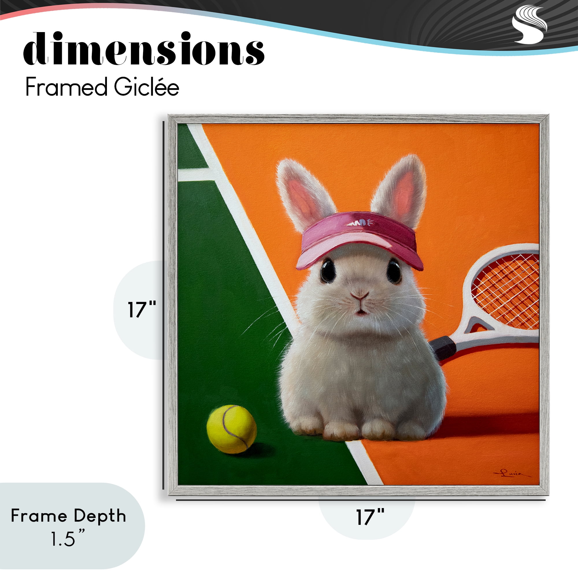 Stupell Industries Match Ready Tennis Bunny Gray Framed Giclee Art, design by Lucia Heffernan