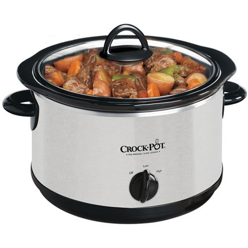 Hot Crock-pot Cook & Carry Oval Manual Stainless Steel Portable Slow Red 