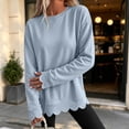 thumbnail image 2 of Womens Oversized Crewneck Sweatshirts Scalloped Casual Pullover Tops, 2 of 7