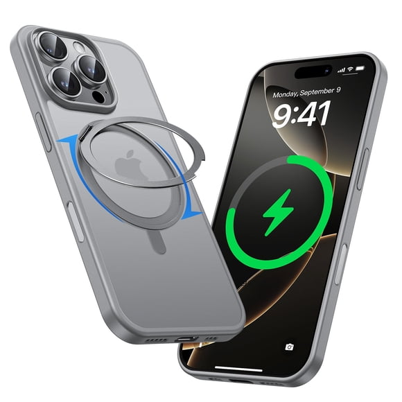 Funda Mágica John para iPhone 16 Pro con Soporte Magnético 360° en Gris