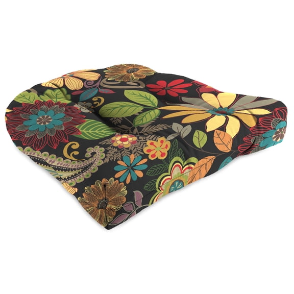 Jordan Manufacturing 18" x 18" Gaya Pizzazz Multicolor Floral Square Tufted Contoured Outdoor Wicker Seat Cushion