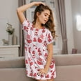 thumbnail image 3 of Naloa Valentine Gnomes Print Women Nightgowns,Womens Loungewear,Short Sleeve Sleepwear,Comfy Ladies Nightdress, 3 of 6