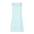 thumbnail image 3 of Fartey Embroidery Eyelet Dresses for Women Trendy Summer V Neck O-Ring Shoulder Tank Dress Solid Color Tunic Dress Lightweight Breathable Sleeveless Sundress Light Blue L, 3 of 5