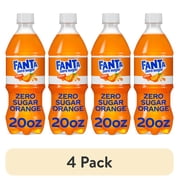 (4 pack) Fanta Zero Sugar Orange Soda Pop Bottle, 20 fl oz