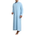 thumbnail image 5 of INSPIRE CHIC Nightshirt for Men's Long Sleeves Collared Neck Full Length Sleep Shirt Nightwear M Light Blue, 5 of 6