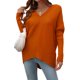 thumbnail image 1 of Sunloudy Suéter de otoño para mujer, suéter de punto de manga larga con cuello en V de color sólido con dobladillo irregular para damas, S / M / L / XL Sunloudy  moda, 1 of 8