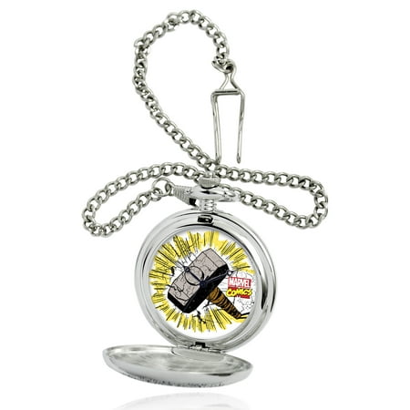 Thor Men's Silver Alloy Pocket Watch, Silver Chain