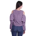 thumbnail image 4 of Moomaya Button Front Cold Shoulder Top Printed  Casual Loose Blouse Short Top, 4 of 4