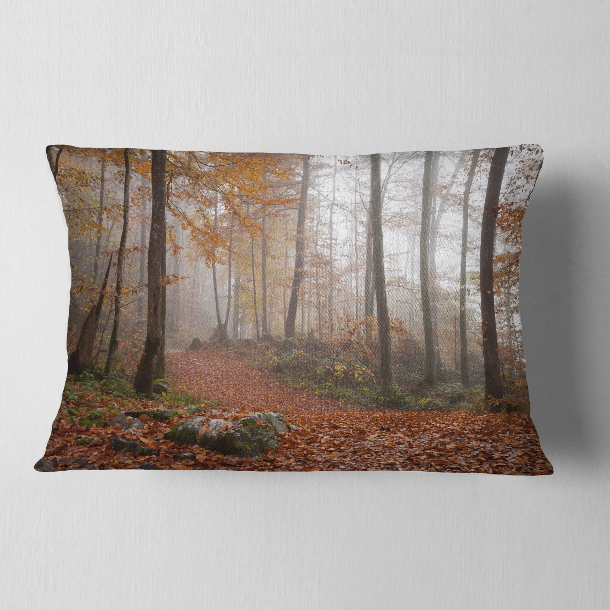 Designart Autumn Forest in Germany - Landscape Photography Throw Pillow - 12x20