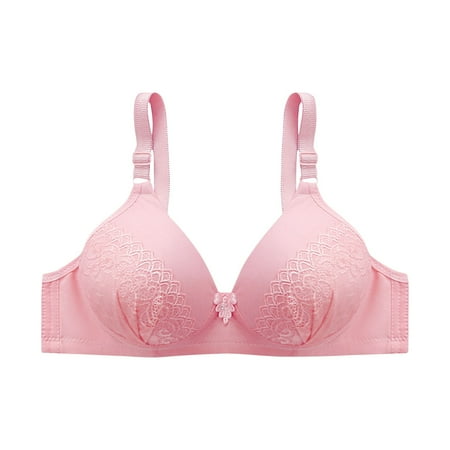SMihono Women s Full Coverage Floral Bra Non Padded Lace Minimizer Bras Breathable Comfortable Daily Bralette Underwear Pink 40
