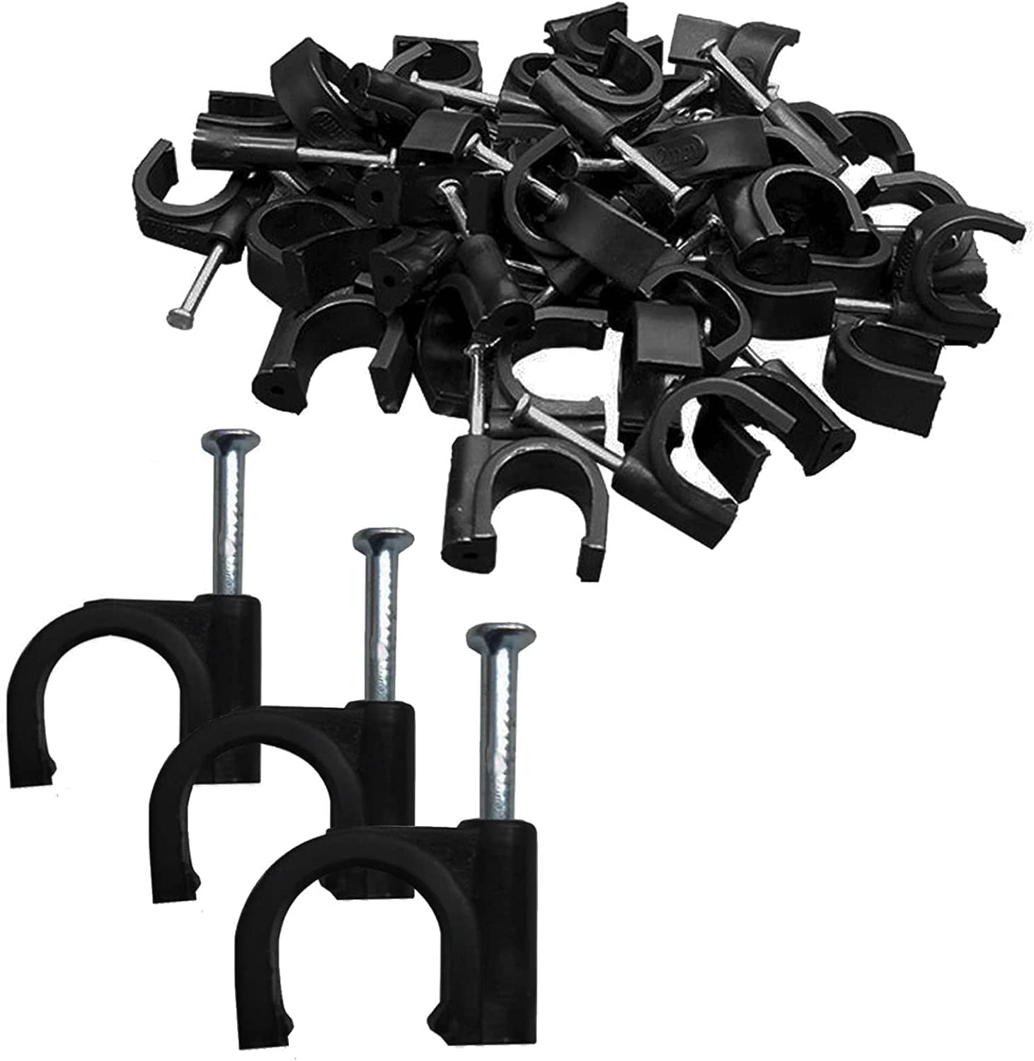 50PCS Black Half Clamp JHook with Nail, 16mm/1/2" Pex Clamps Nail in